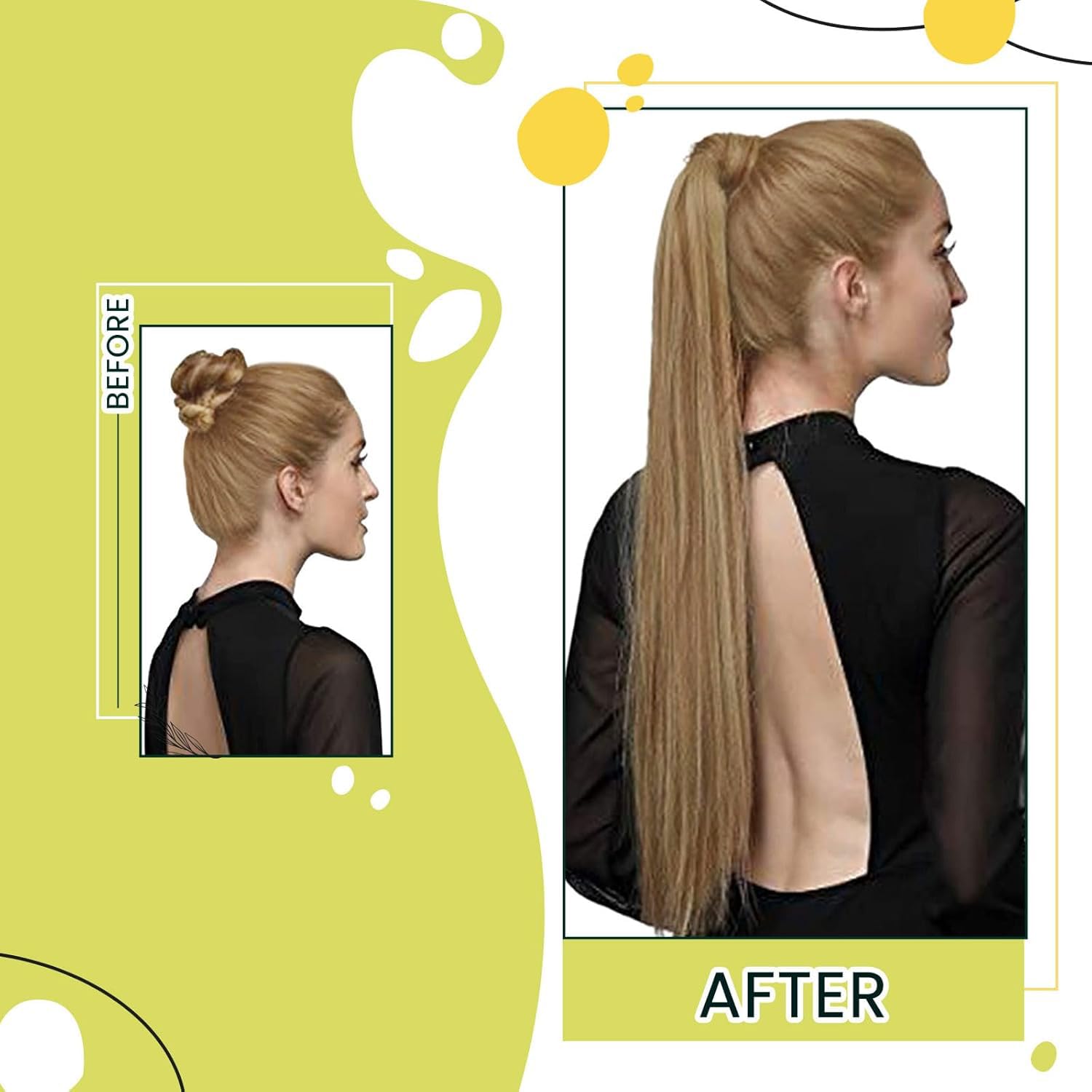 RUNATURE Human Hair Ponytail Extension Blonde Ponytail Hair Extension Dark Blonde Highlight Caramel Blond Short Ponytail Human Hair Extensions Straight Pony Tails Hair Extension 12 Inch 70g — view 2
