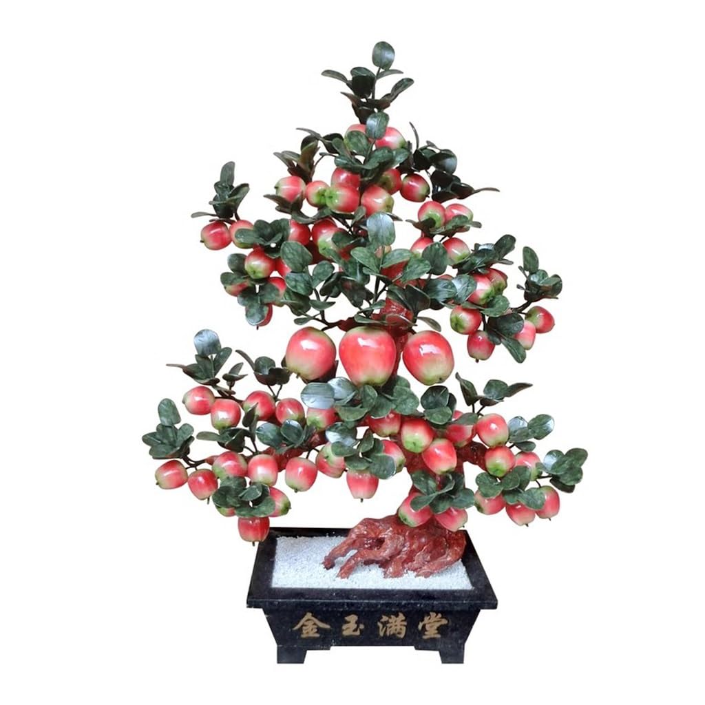 SWENEEN Home Fake Plants Jade Apple Tree Lobby Company Opening Jade Potted Plant Entrance Living Room Decoration Home Decoration Crafts Artificial Bonsai Decoration,