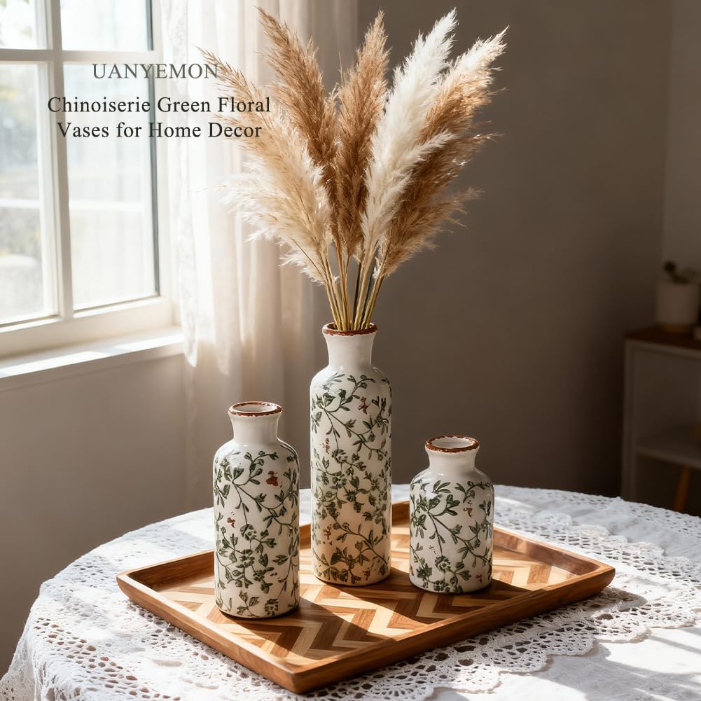 Lot de 3 vases marron (vert et blanc)