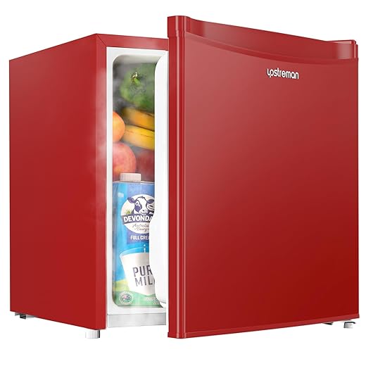 Upstreman 1.7 Cu.ft Mini Fridge with Freezer, Dorm Essentials, Adjustable Thermostat, Energy Saving, Low Noise, Single Door Compact Refrigerator for Dorm, Office, Bedroom, Red-FR17