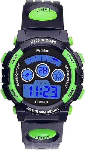 Miniatura 7 de Edillas Relojes digitales para niños, 7 colores, luces LED, 164.0 ft, impermeables, para niños, estudiantes, adolescentes, deportes al aire libre,