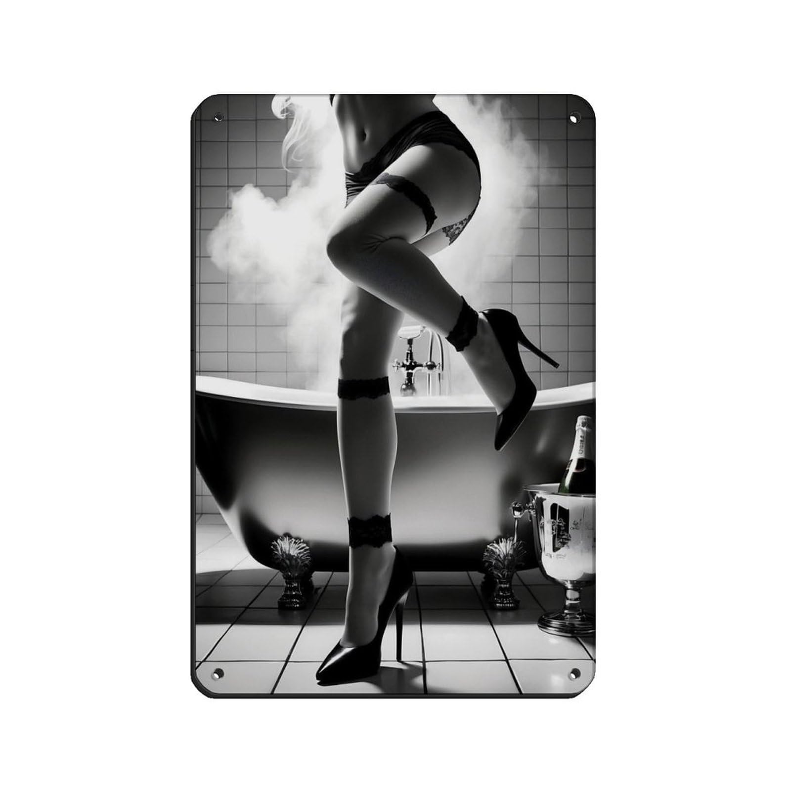 Sensual Bathroom SceneRomantic Gift Idea Tin Sign Vintage Metal Pub Club Cafe Bar Home Wall Art Decoration Poster Retro 8x12inch(20x30cm)