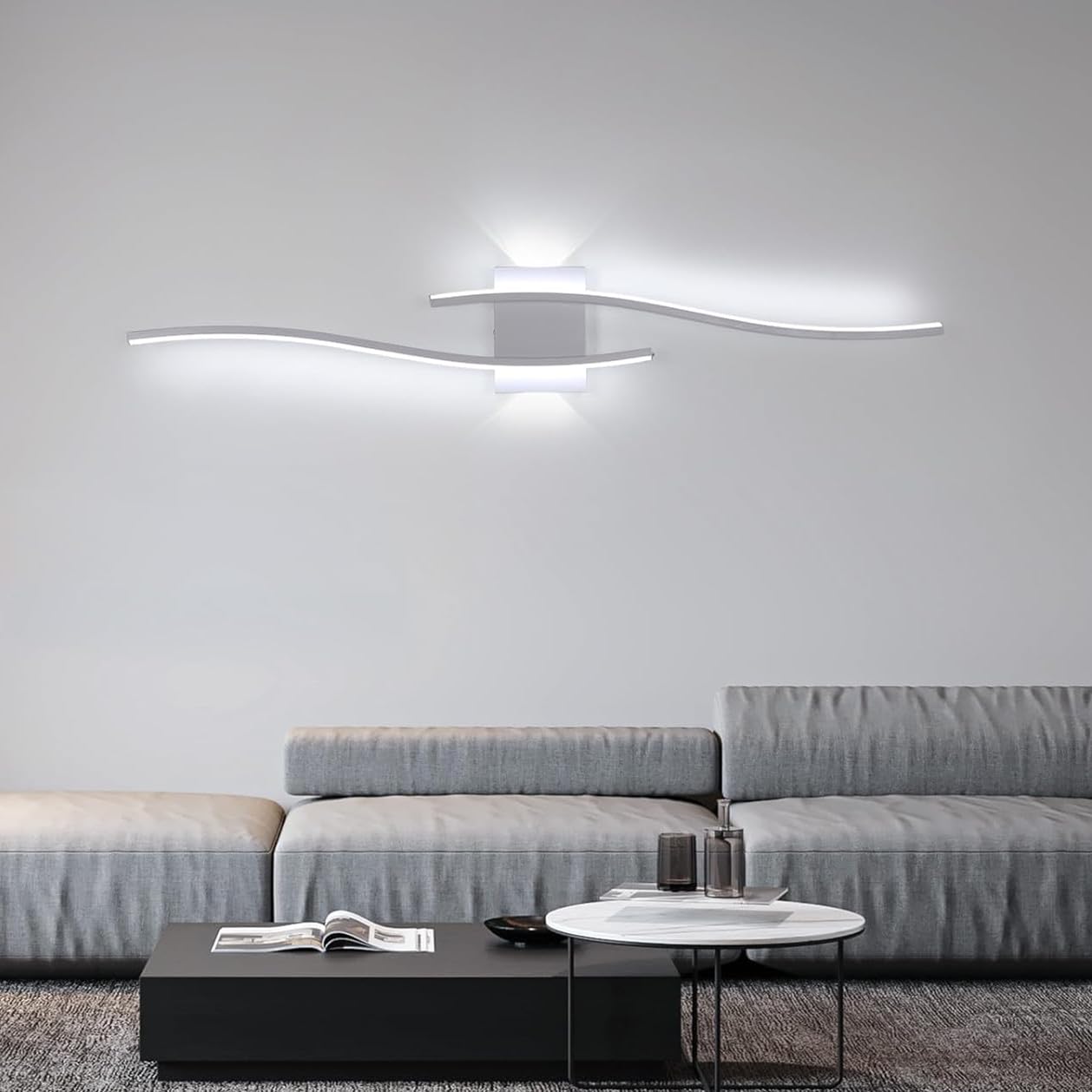 DELIPOP Applique LED da Parete Interno, 27W Lunga Lampada da Parete Moderna, Bianco Freddo 6500K Lampada a Muro Interni per Soggiorno Camera da Letto Bagno Scale Corridoio Cucina