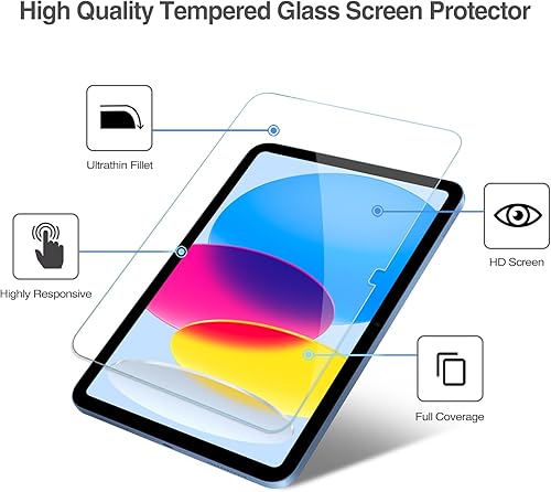 Miniatura 3 de ProCase Paquete de 2 protectores de pantalla con carcasa trasera transparente funda protectora triple para iPad 2022 de 10 generación