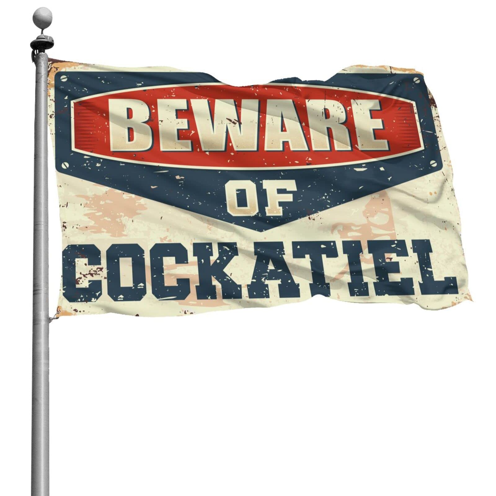 Drapeau Beware of Cockatiel : Idée Cadeau Humour pour Chambre Ado