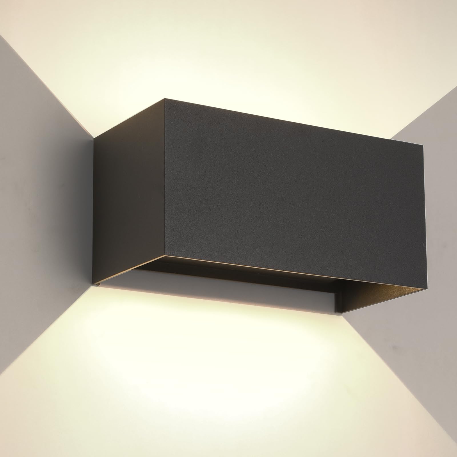 wisdom line 25 W LED Wall Light Indoor/Outdoor 3000 K Outdoor Light Indoor IP65 Outdoor Light Wall Up Down Outdoor Wall Light Wall Light Indoor with Adjustable Beam Angle Warm White, Black