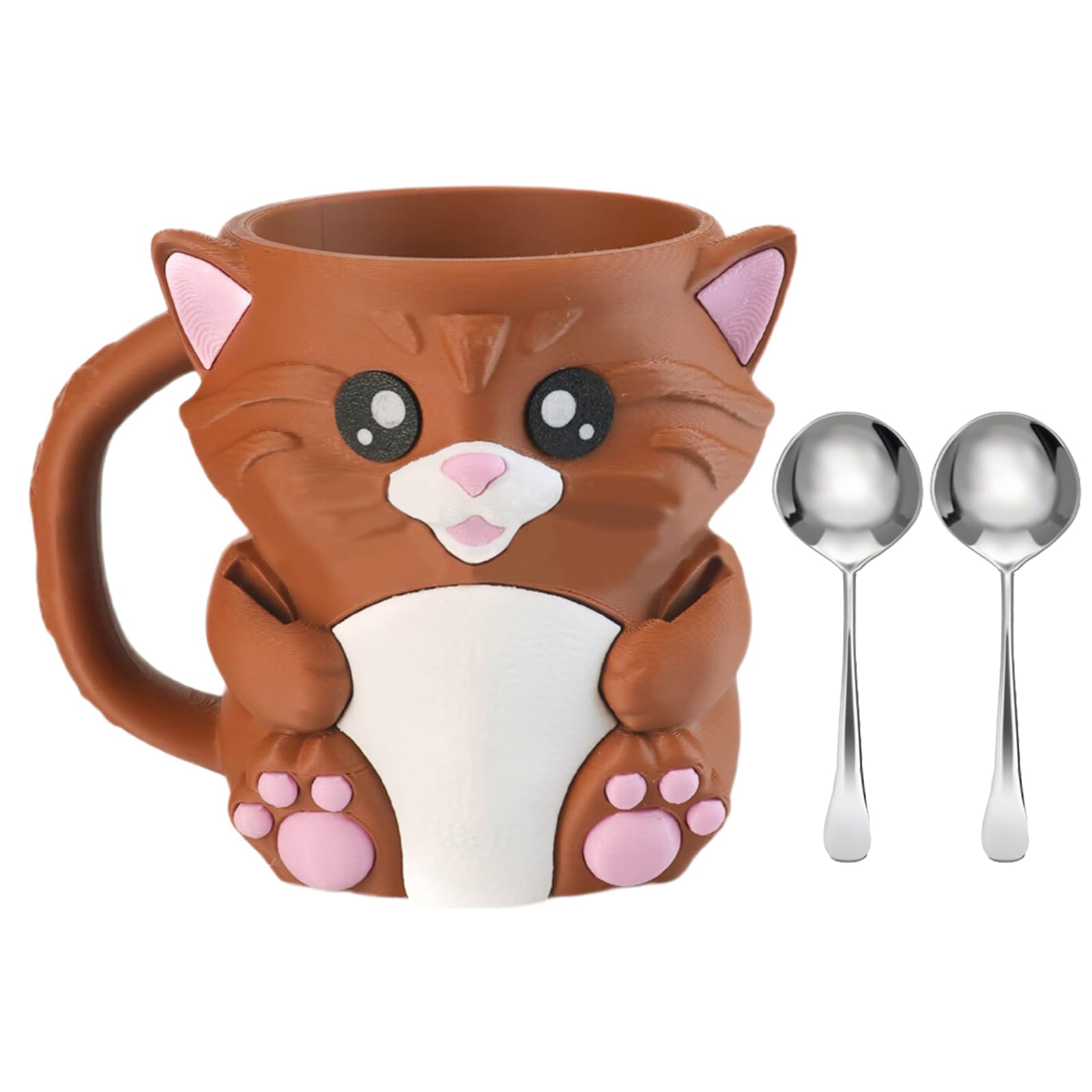 YROHGKPN Cartoon Animal Shape Ice Cream Cup Sleeve Holder with Antifreeze Handle and Secret Candy Compartment Double Spoons Ice Cream Holder with Builts in Spoon Storage Slot