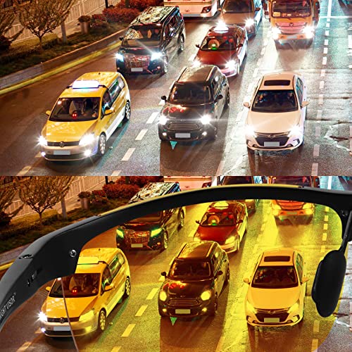 Image of BLUPOND Set of 2 HD Day and Night Driving Glasses - Polarized Sunglasses and Yellow Night Vision Glasses With Car Clip Holder
