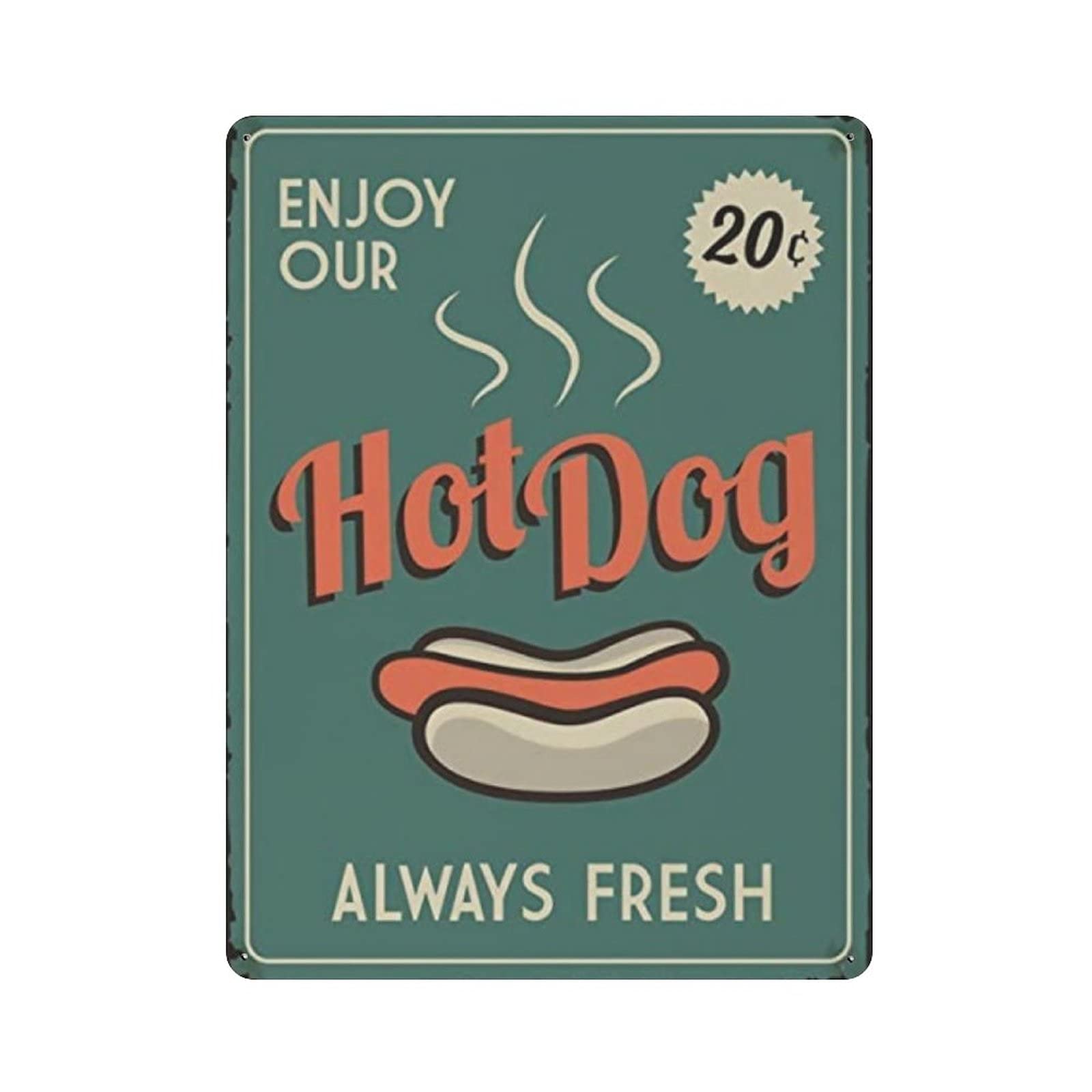 Metal Tin Sign Enjoy Our Hot Dogs Vintage Tin Poster Metal Sign Wall Decoration Country Kitchen Home Garage Decor 16"x12"