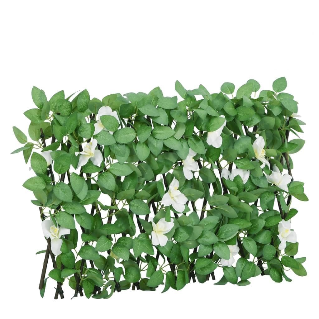 Treillis de lierre artificiel vert extensible 5 pcs 180x30 cm en PVC et bois, panneau occultation pour jardin terrasse balcon, brise vue séparation intimité protection extérieure