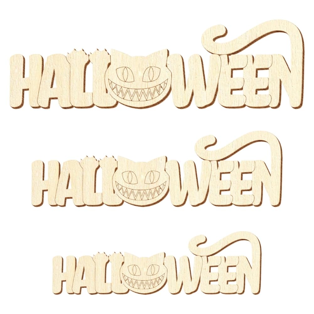 Letras de madera de Halloween – Decoración manualidades 5 – 50 cm, paquete con 10 unidades, ancho: 32 cm