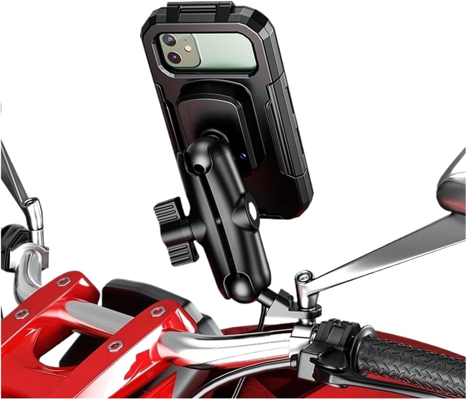 Motorcycle Fork Stem Mount Waterproof Case Mirror Navigation Bicycle Phone Holder Handlebar Bracket Scooter Motorbike Phone Bag(S for Mirror)
