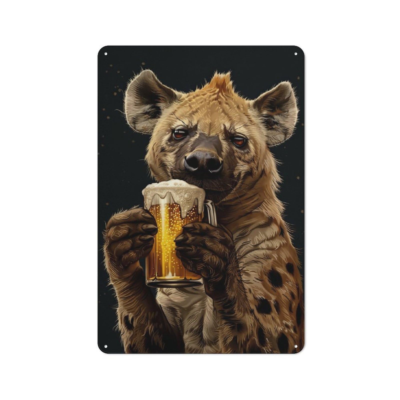 Hyena Beer Vintage Metal Wall Decor 30x20cm, Vintage Metal Sign for Cafe, Bistro, Bakery Or Restaurant