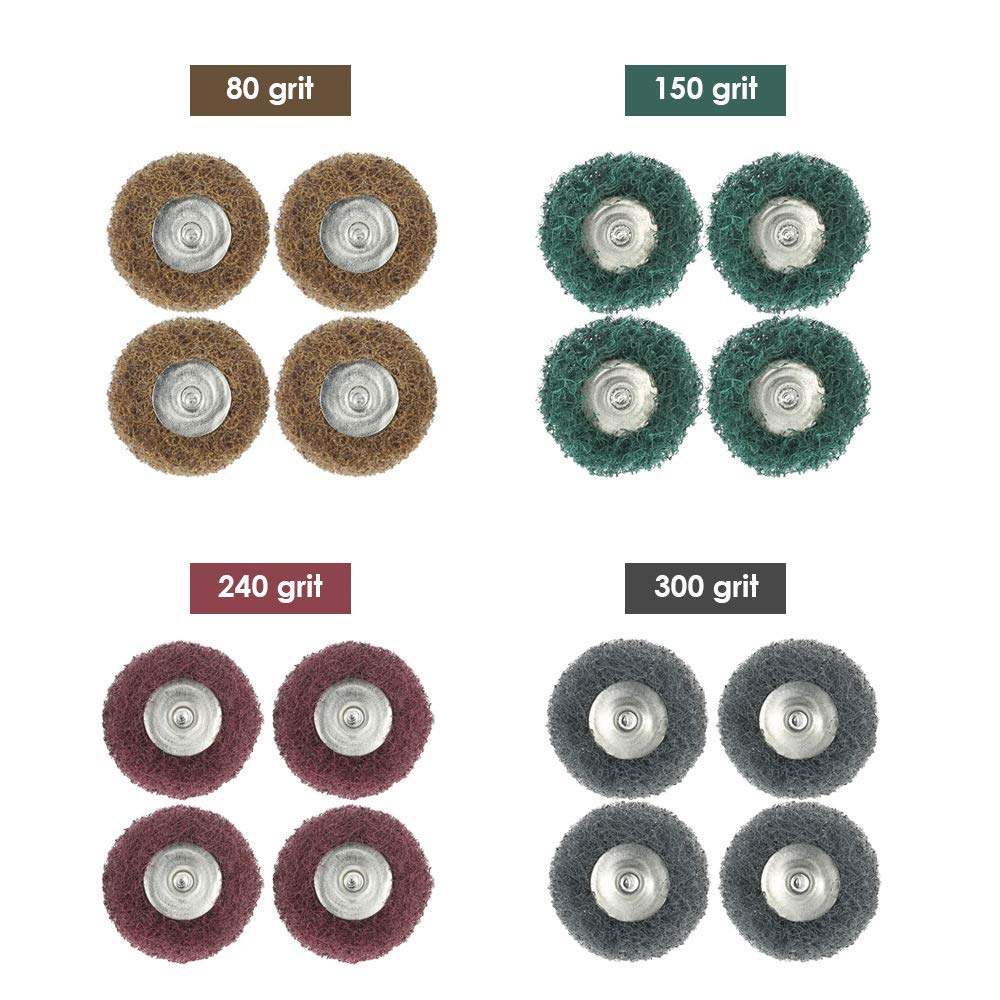 Lot 40 Disques Polissage 25mm Pour Dremel - Grains 80/150/240/300 + Tampon Récurer + Tige Métal - Accessoires Rotatifs