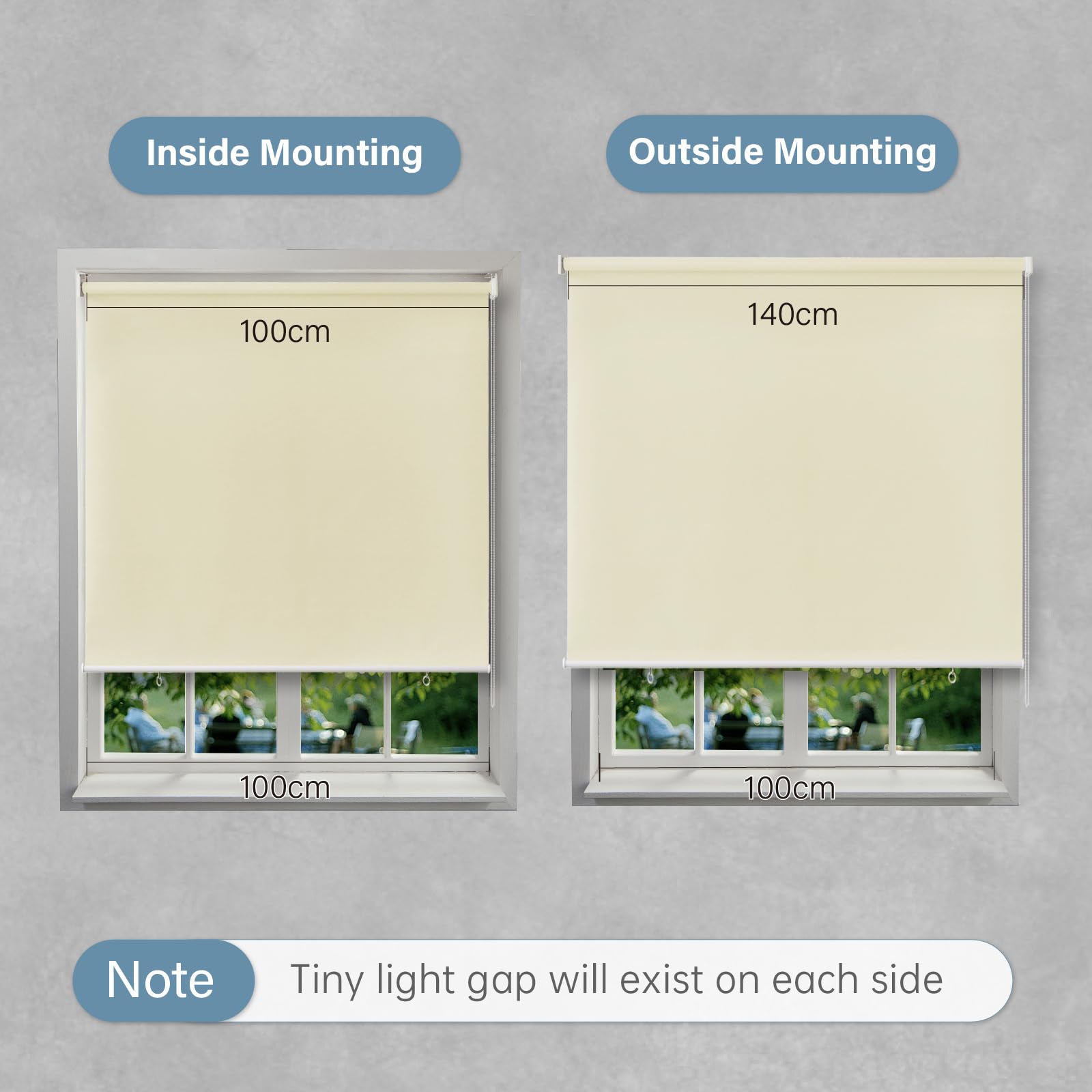 Store Occultant Opaque, Store Enrouleur Thermique Isolant, Rideau Occultant pour Portes et Fenêtres, Protection Intérieurs Solaire et Privée, Installation Simple, Beige, 140x140cm