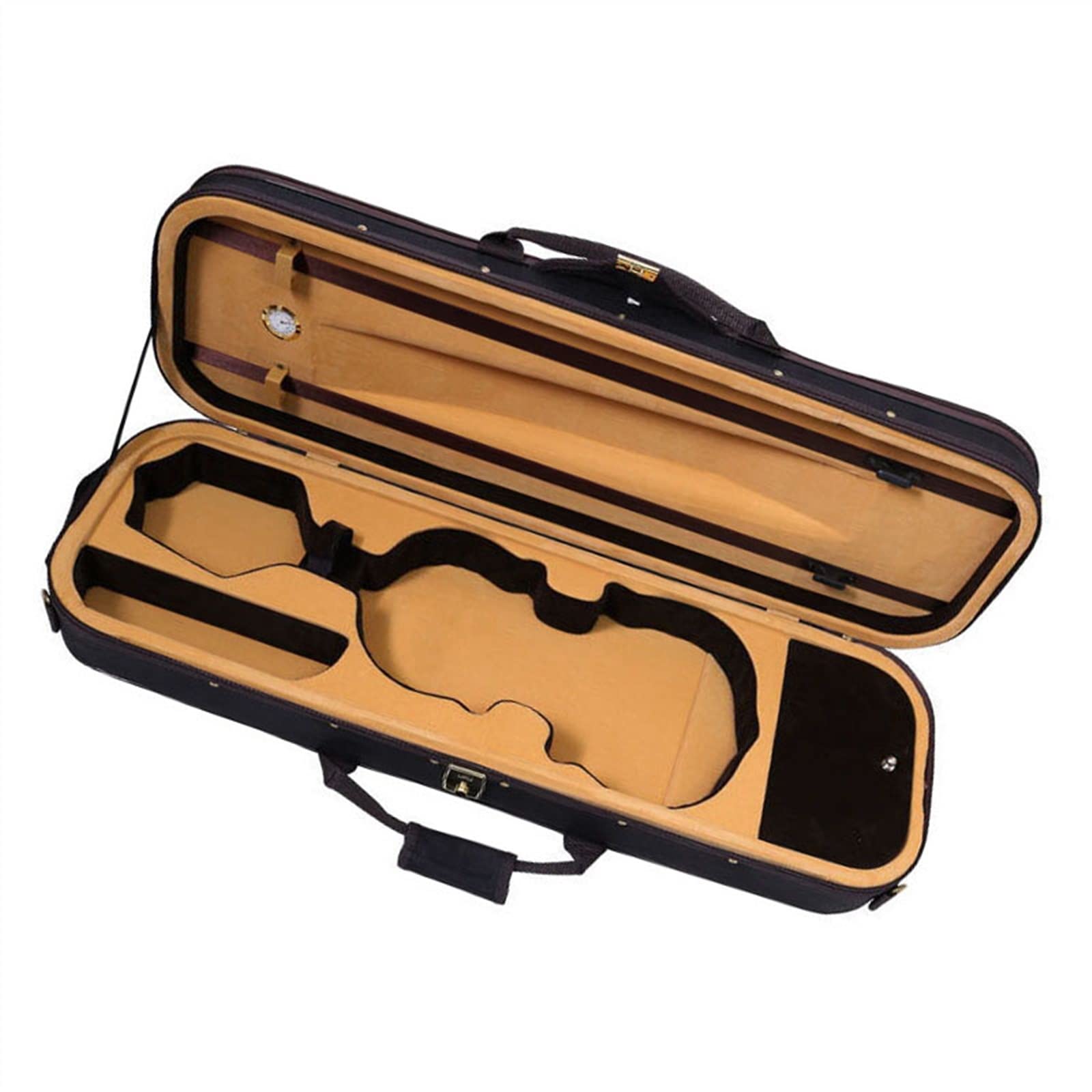 黒の長方形バイオリンボックス バイオリンケース 湿度計付き