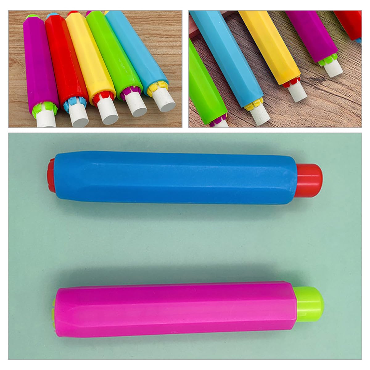 Zerodeko Lot de 25 Porte-craies Réglables en Plastique Pp Colorés, Clip de Protection pour Craies, Accessoires Scolaires Pratiques pour École, Bureau et Maison, Gardien de Plusieurs styles