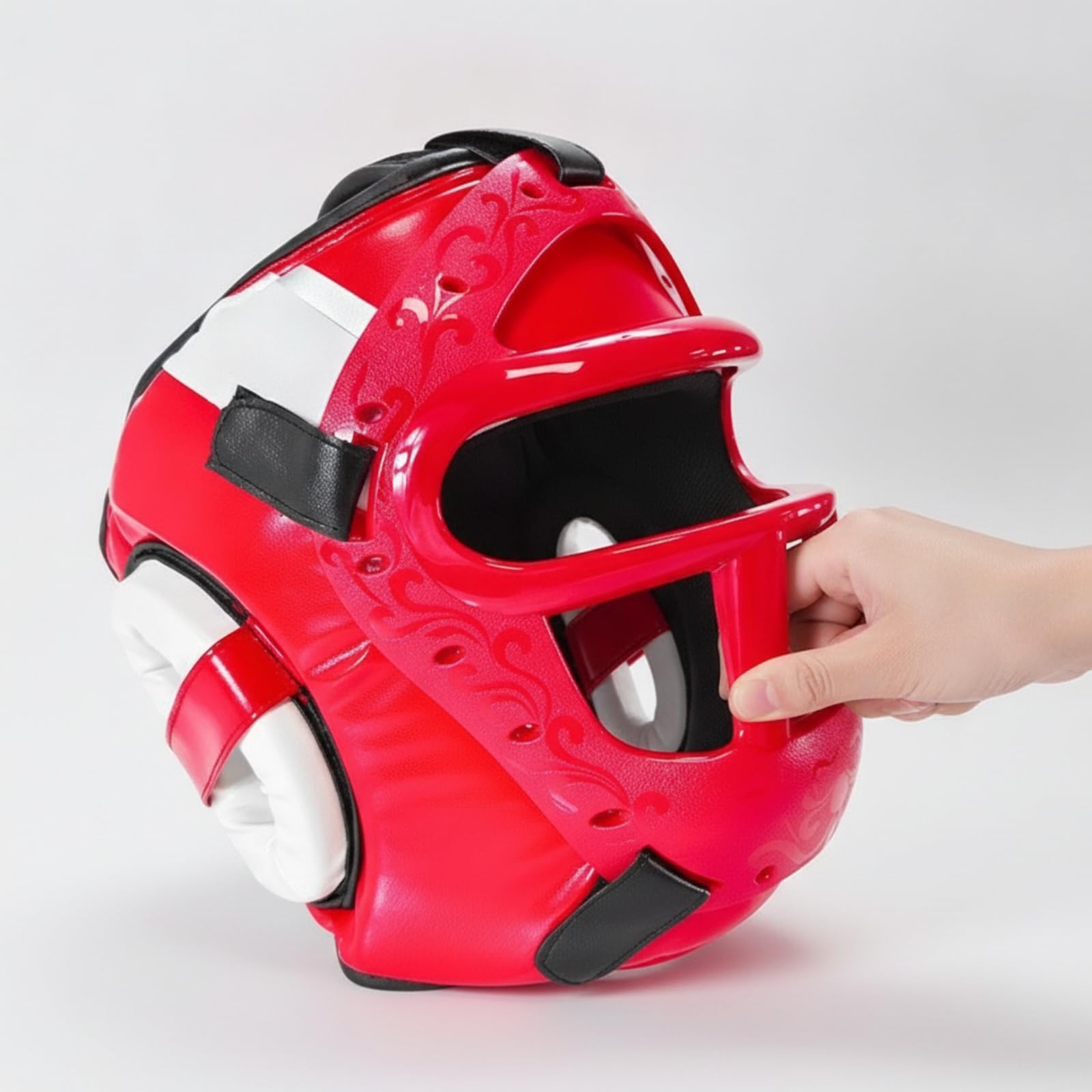 Casco da Arti Marziali Casco con Visiera a Maglia Protezione Integrale Assorbimento Colpi Interno Ammortizzante Cinghia Regolabile Finitura Adatto per