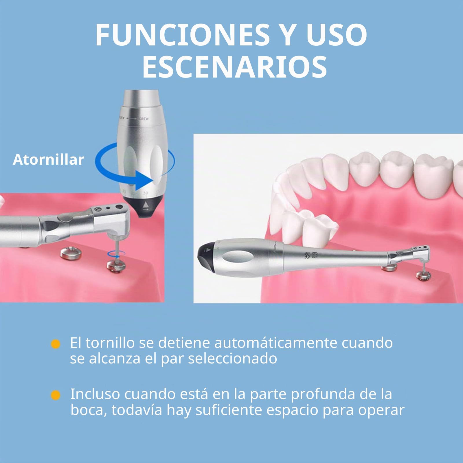 Llave Dinamométrica Dental, Juego De Herramientas Para Restauración Dental, 7 Configuraciones De Torque (5-35 N.Cm) + 16 Cuchillas Universales Para Tornillos, Para Clínicas Dentales