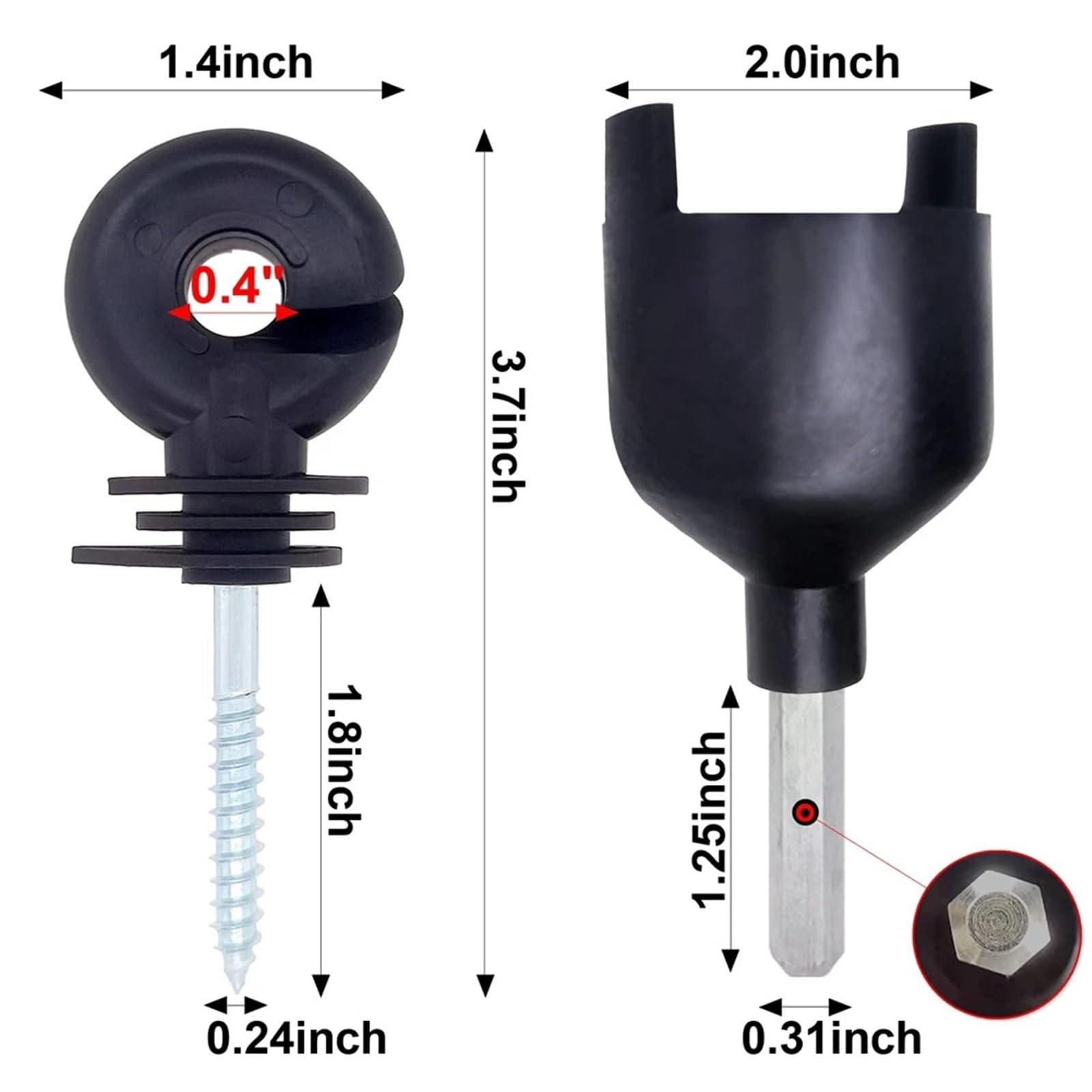 Anillo Aislador Aisladores Aislador de cerca eléctrica, poste anillo atornillado madera, 50 Uds