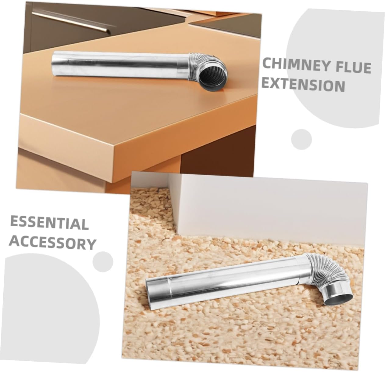 1Set Stainless Steel Chimney Pipe Elbow for Wood Burning Tube Elbow Easy to Install Portable Flue for Home Outdoor Use