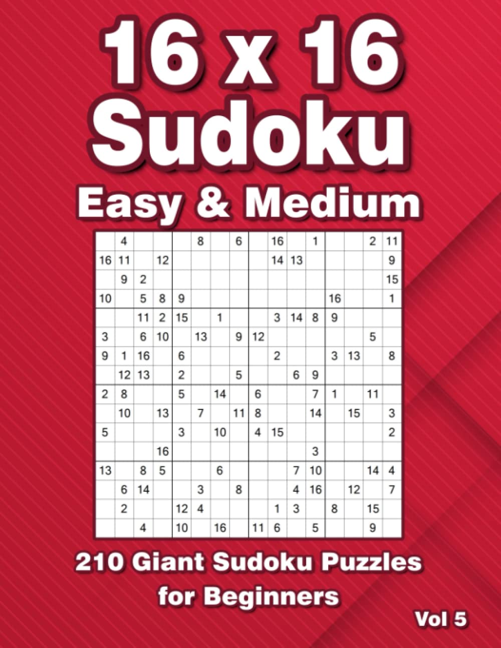 16x16 Sudoku Large Print: Easy & Medium Sudoku Puzzle Book