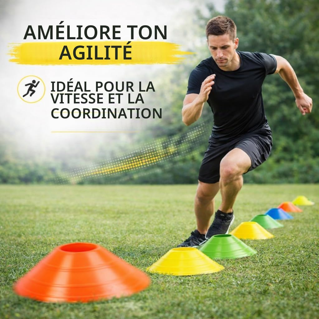 Cônes de marquage Slalom pour football, athlétisme - Accessoires d'entraînement et accessoires de football
