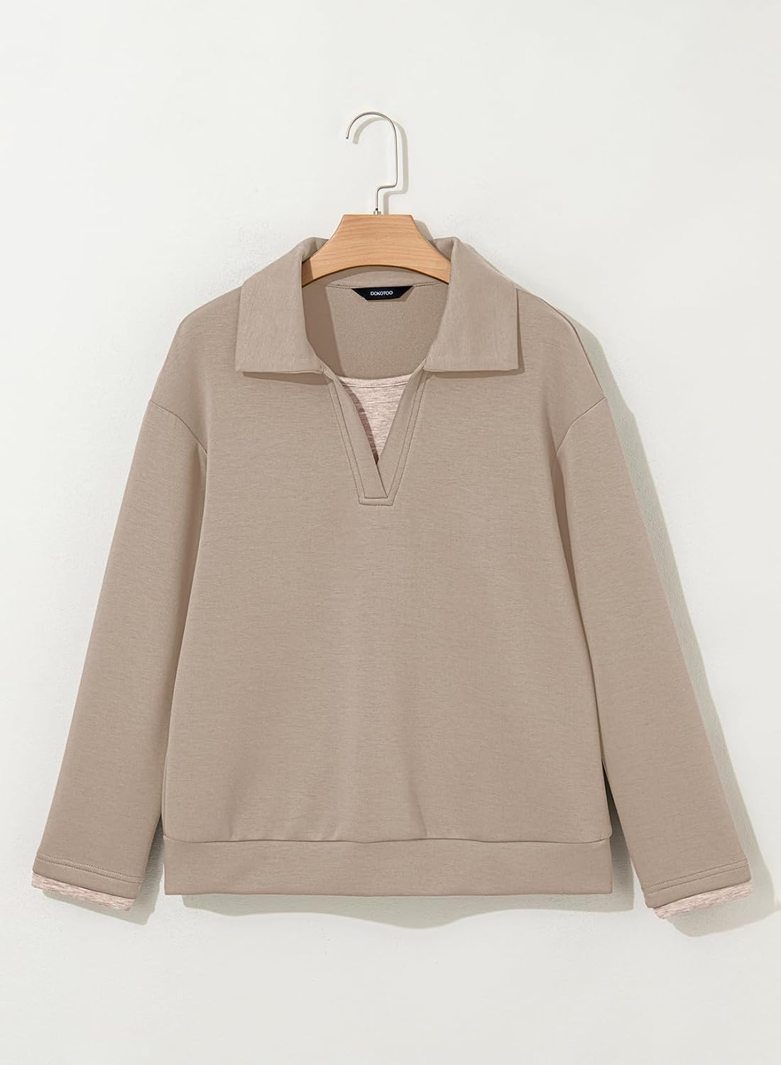 Dokotoo Sweatshirt for Women Long Sleeve V Neck Color Block Oversized Casual Pullover Sweatshirts Tops - Image 6