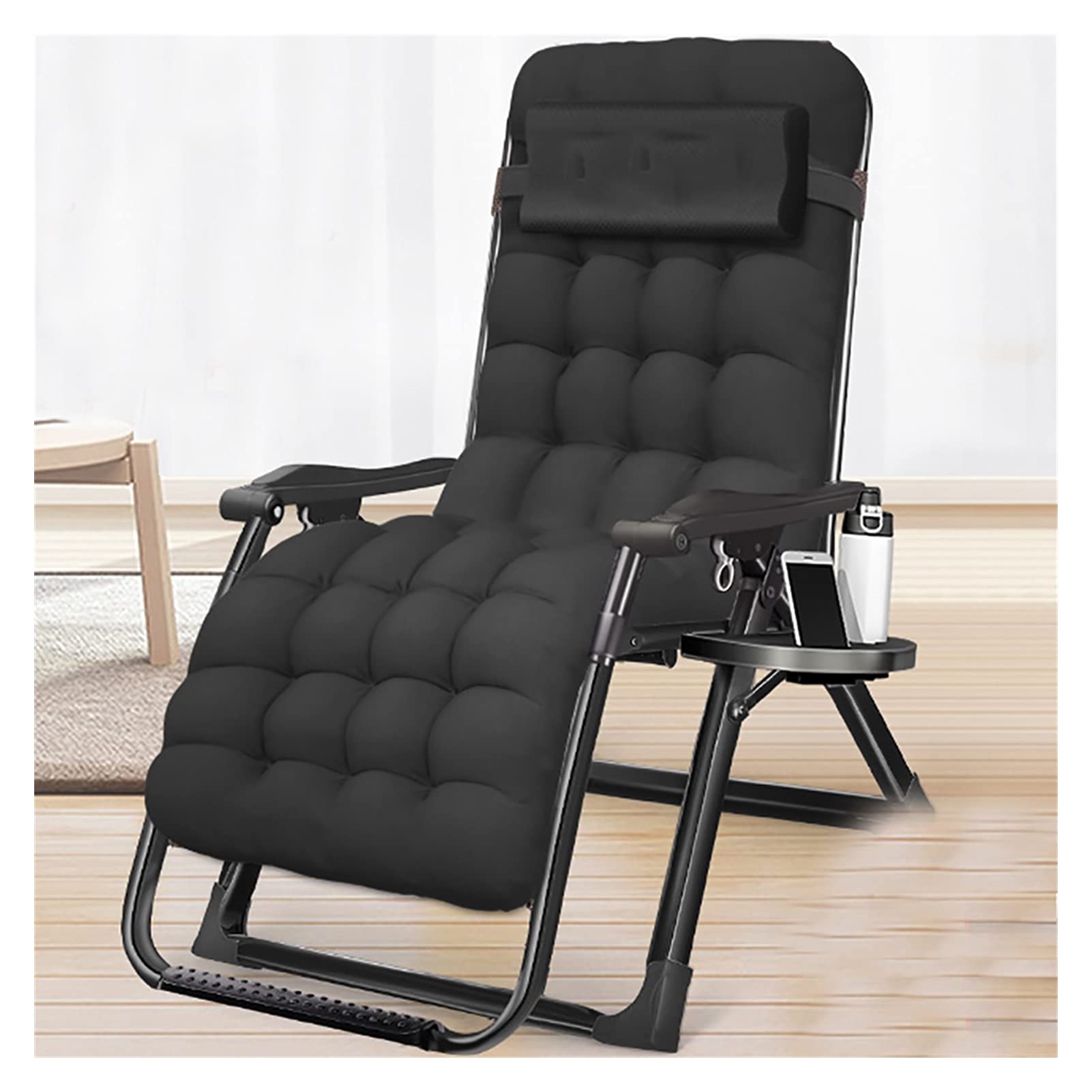Poltrona Reclinabile in Rattan, Sedie Oversize A gravità Zero, con Poggiatesta Regolabile, Portabicchieri, Sedie Pieghevoli per Patio, Poltrone Reclinabili Imbottit,Style-6