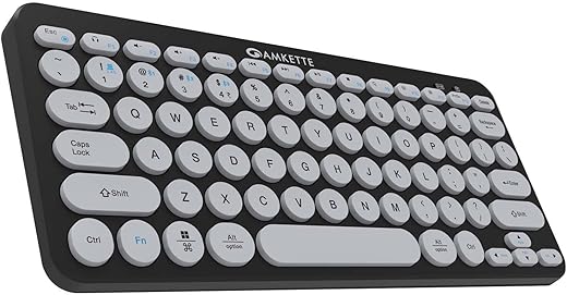 Amkette Optimus BT 4 in 1 Wireless Keyboard 2.4 GHz & Bluetooth 5.0 Connectivity with 3 Bluetooth and 1 USB Device, Compact Bluetooth Keyboard,…