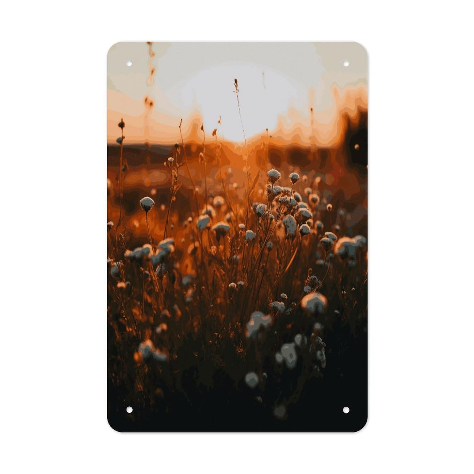Flowers in The Sunset Metal Tin Sign Wall Decor Funny Retro Sign Weatherproof Metal Wall Art for Indoor Or Outdoor Retro Tin Signs for Kitchen Office Home Bar Decor 11.8 X 7.9 Inch