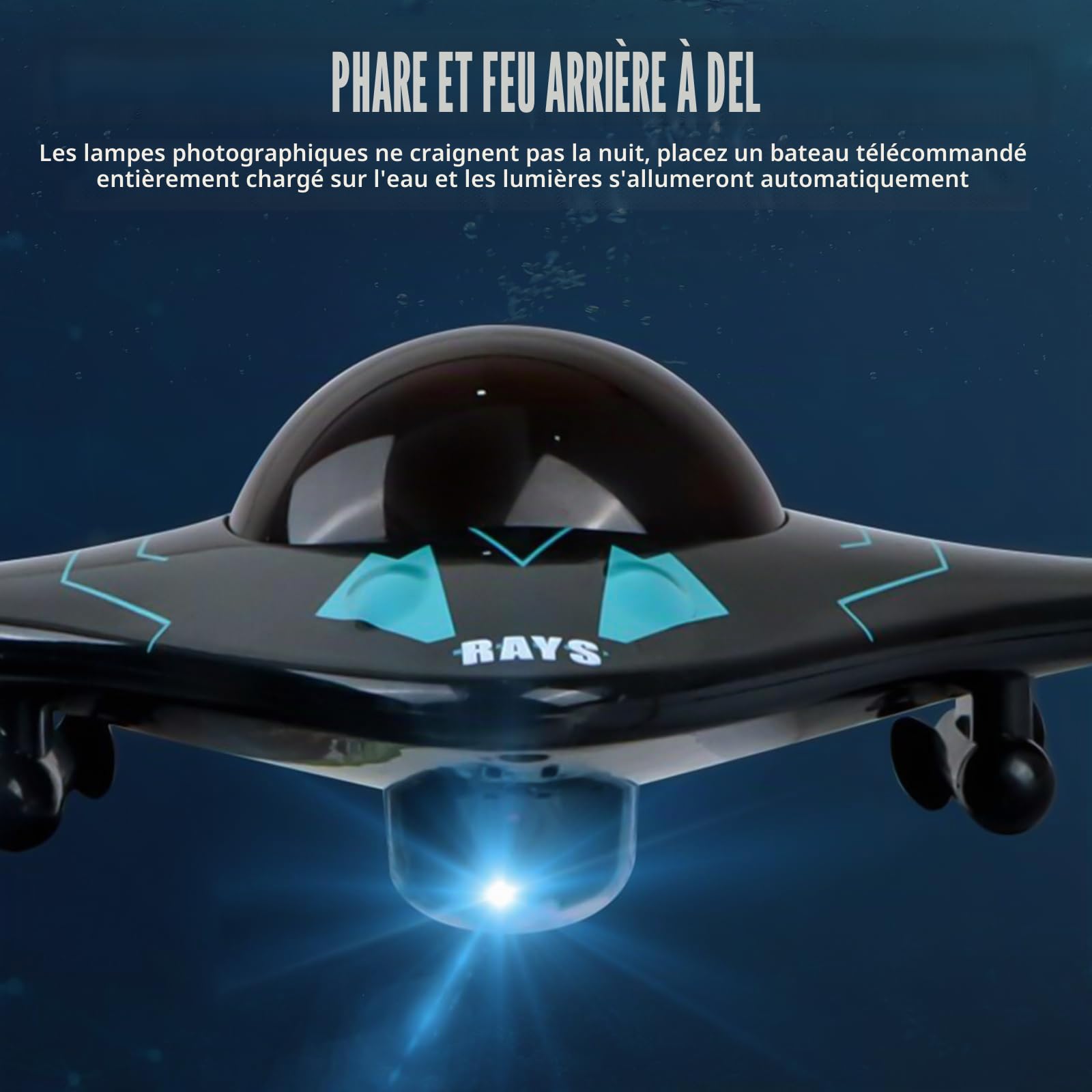 Fisca Bateau télécommandé avec caméra, commande sans fil, 6 canaux, étanche, pour piscines et lacs, tir en temps réel, jouet RC pour bateaux