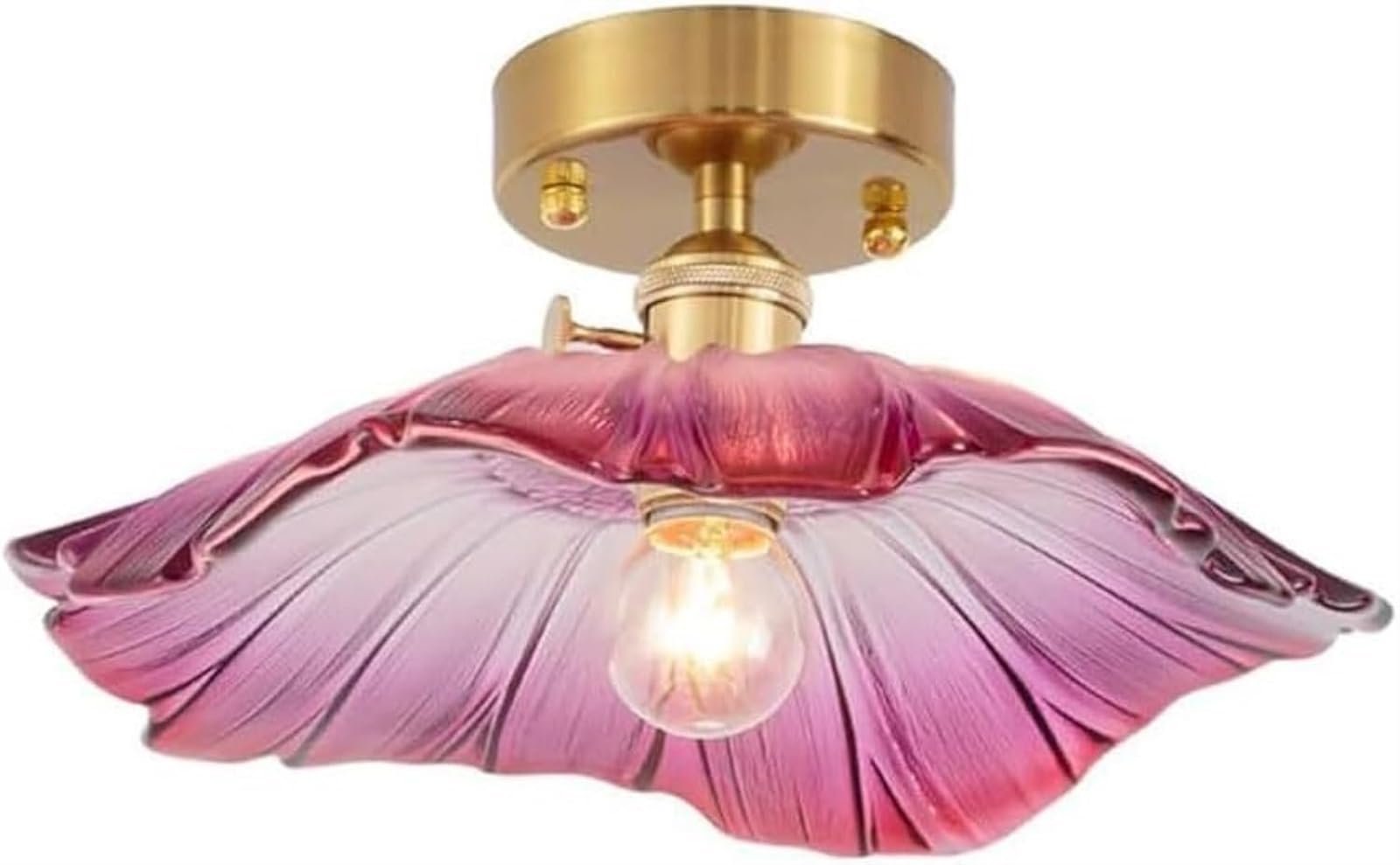 Plafonnier en fleur verre violet laiton pour porche et cuisine cosy