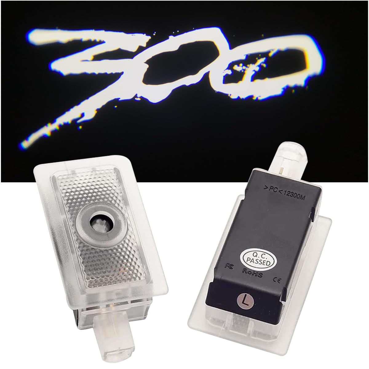 OKL CPARTS Never Fade Car LED Door Logo Light Compatible with 300 300C 300S 2005-2023 Projector Ghost Shadow Light, for 300 Accessories Door Light Logo LED Car Courtesy Step Light (White 300)