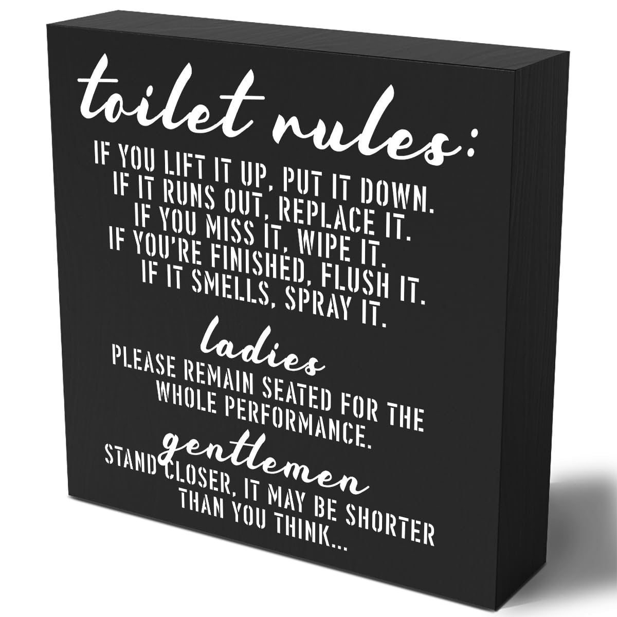 Funny Toilet Rules Wooden Box Sign Plaque Toilet Rules If You Lift It Up Put It Down Wood Box Sign Rustic Art Home Shelf Desk Decor 5 x 5 Inches