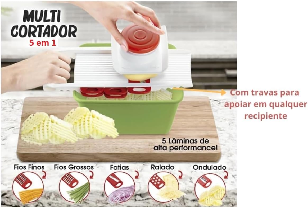 Cortador e Fatiador Manual 5 em 1, Lâminas para Legumes e Ba... - imagem principal do produto