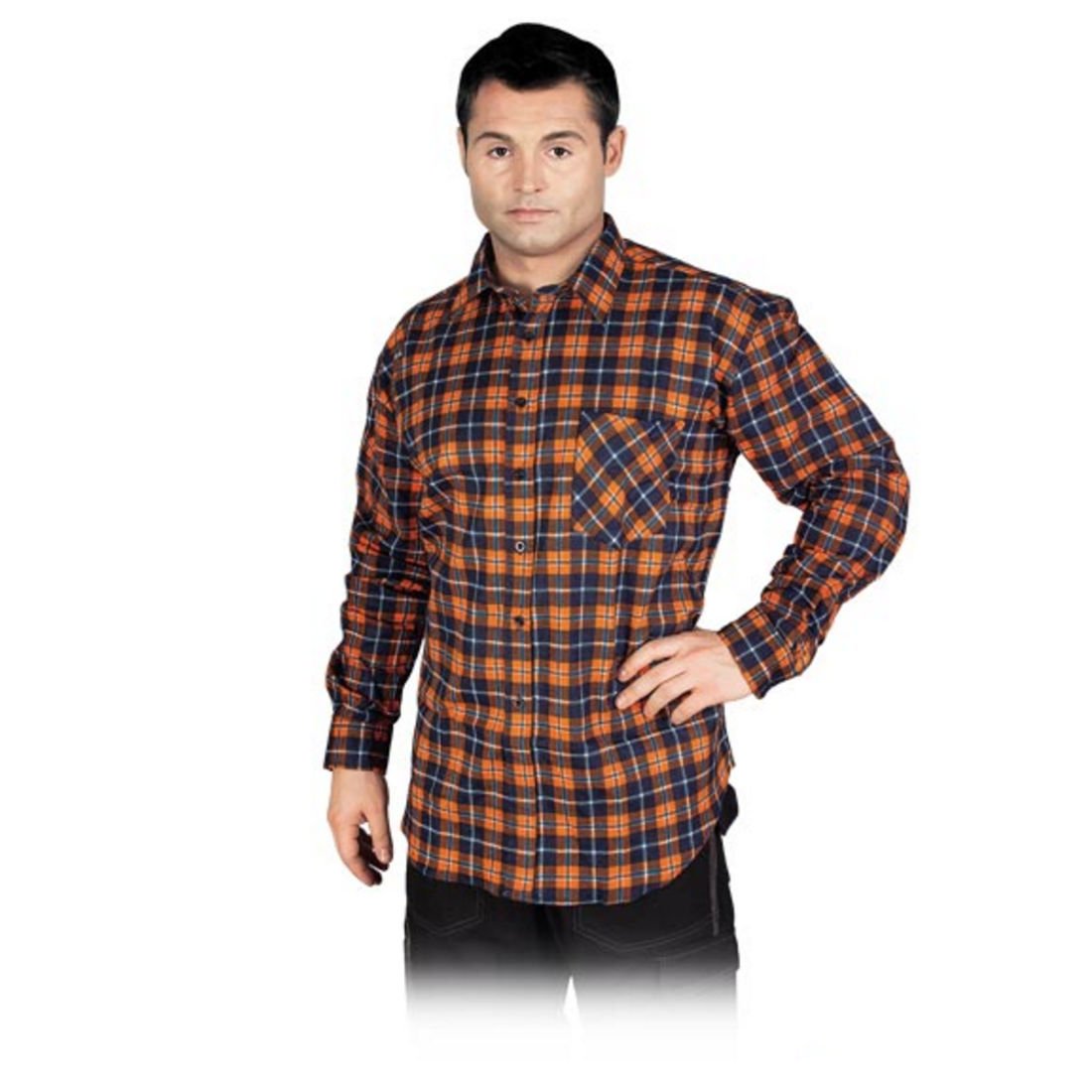 Reis KF-Gpm Protective Flannel Shirt, Navy Blueorange, Medium Size