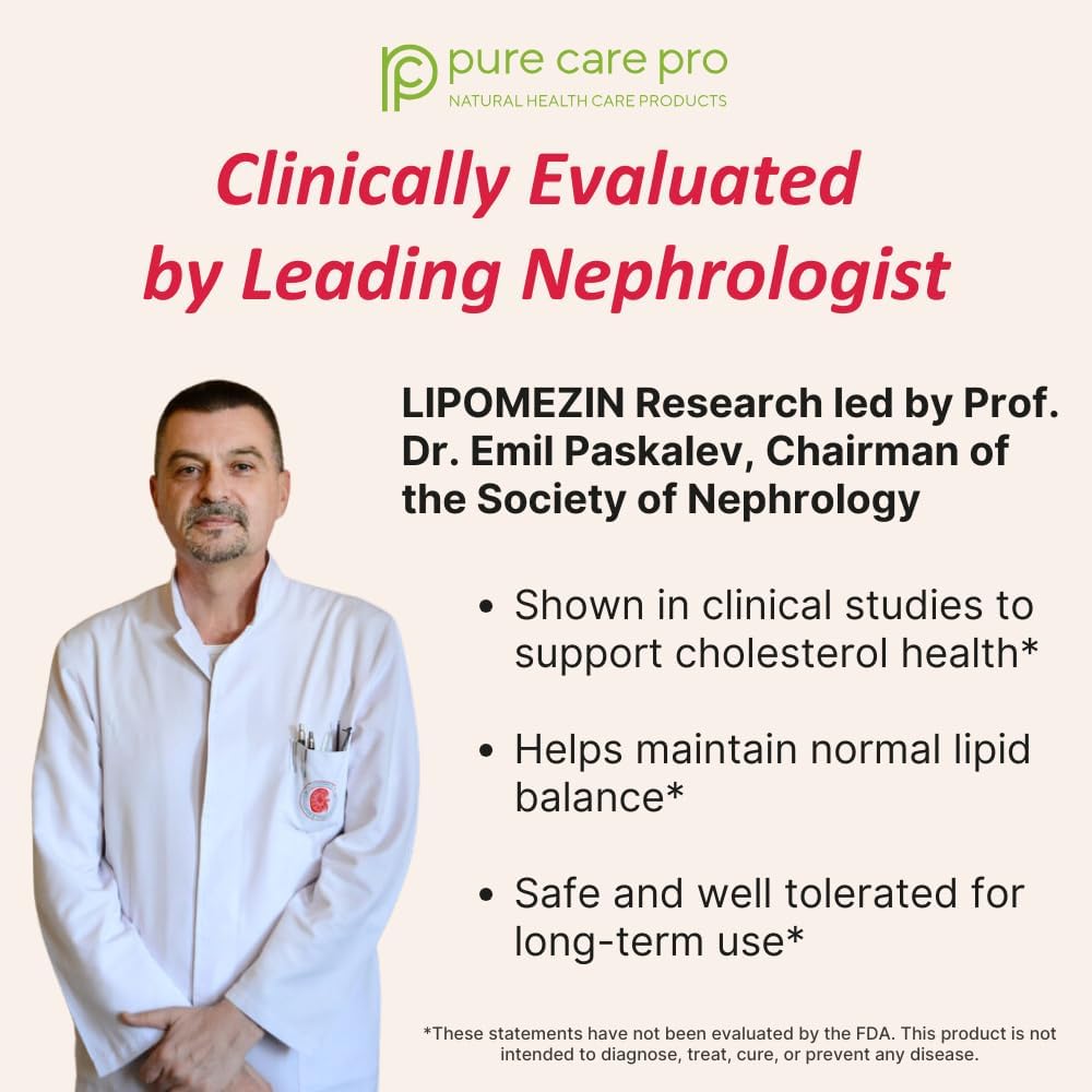 Pure Care Pro Synergistic Cholesterol Support Blend: Red Yeast Rice, Policosanol, Grape Seed & Lespedeza – 60 Vegetarian Capsules
