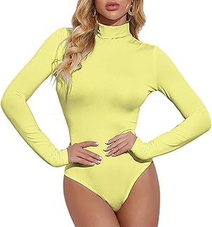 Body de manga larga para mujer, color amarillo claro, con control de abdomen