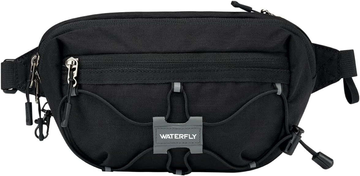 WATERFLY Lightweight Small Fanny Pack: 1.5L Mini Slim Crossbody Waist Belt Hip Bag with RFID Blocking, Anti-Theft & Water Resistant Pouch for Women Men Travel Hiking Running Walking EDC