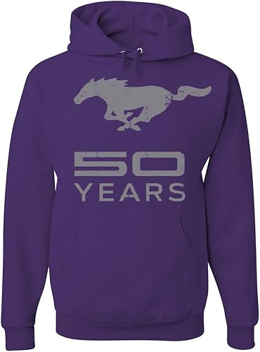 Miniatura 4 de Tee Hunt Ford Mustang - Sudadera con capucha de aniversario de 50 años con licencia de Ford Fan Mach1 Boss 302 GT Shelby American Muscle Car, Negro -