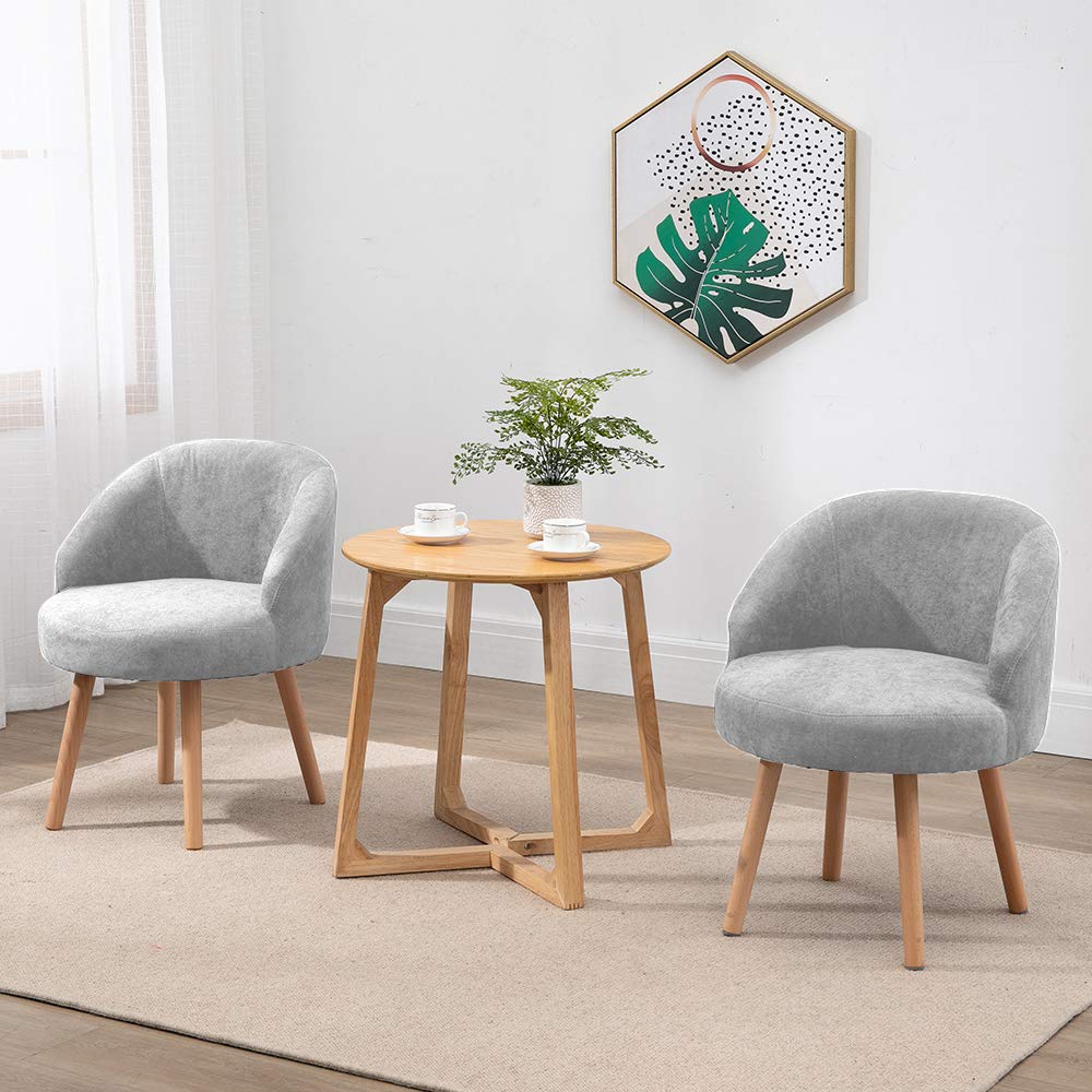 Menaka Small Living Room Decor Sofa Chairs Grey Fabric Occasional Wingback Chairs with Backrest Set of 2 Sofa Side Chairs for Bedroom Lounge Hallway Soft Upholstered Seat with Solid Wood Legs