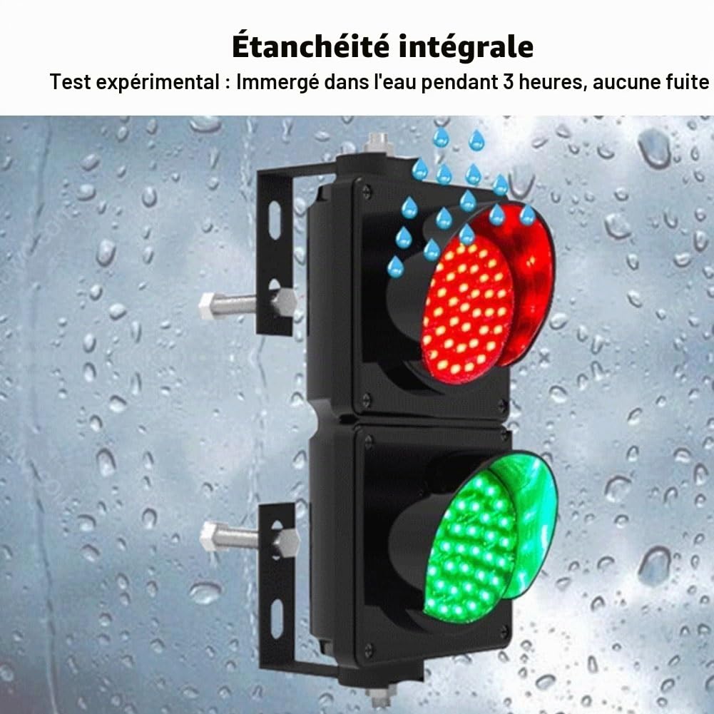 Feu De Signalisation À LED avec Télécommande, Feu De Signalisation Rouge Et Vert 2 en 1, Boîtier PC Noir, Étanche IP65 for L'extérieur, Adapté Aux Routes Et Aux Péages.(24V)