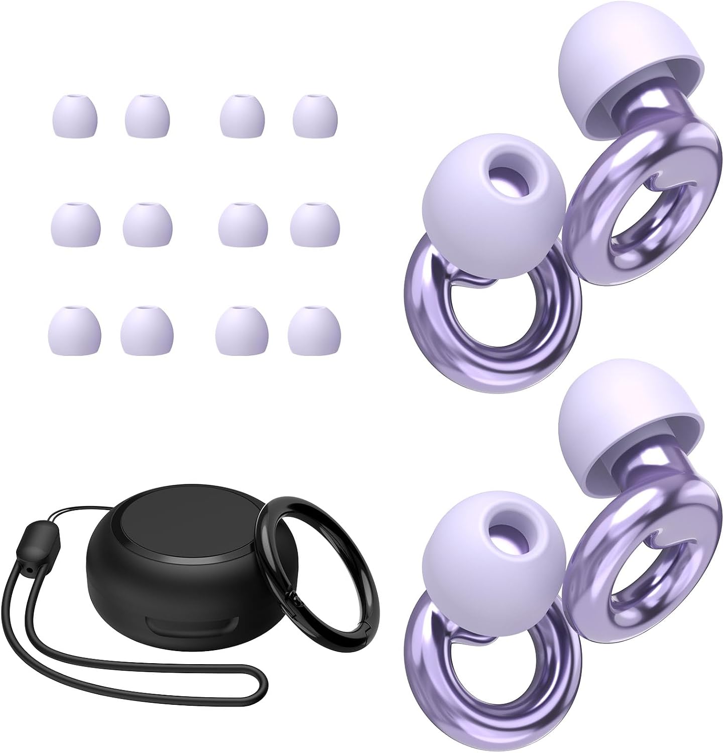 JUSTRVN Ear Plugs for Sleeping,2 Pairs of Stylish Reusable Noise Reduction Earplugs with 8 Pairs Tips & case,Hearing Protection Earplugs for Concert,Travel,Work,Live Events - 25dB-30dB