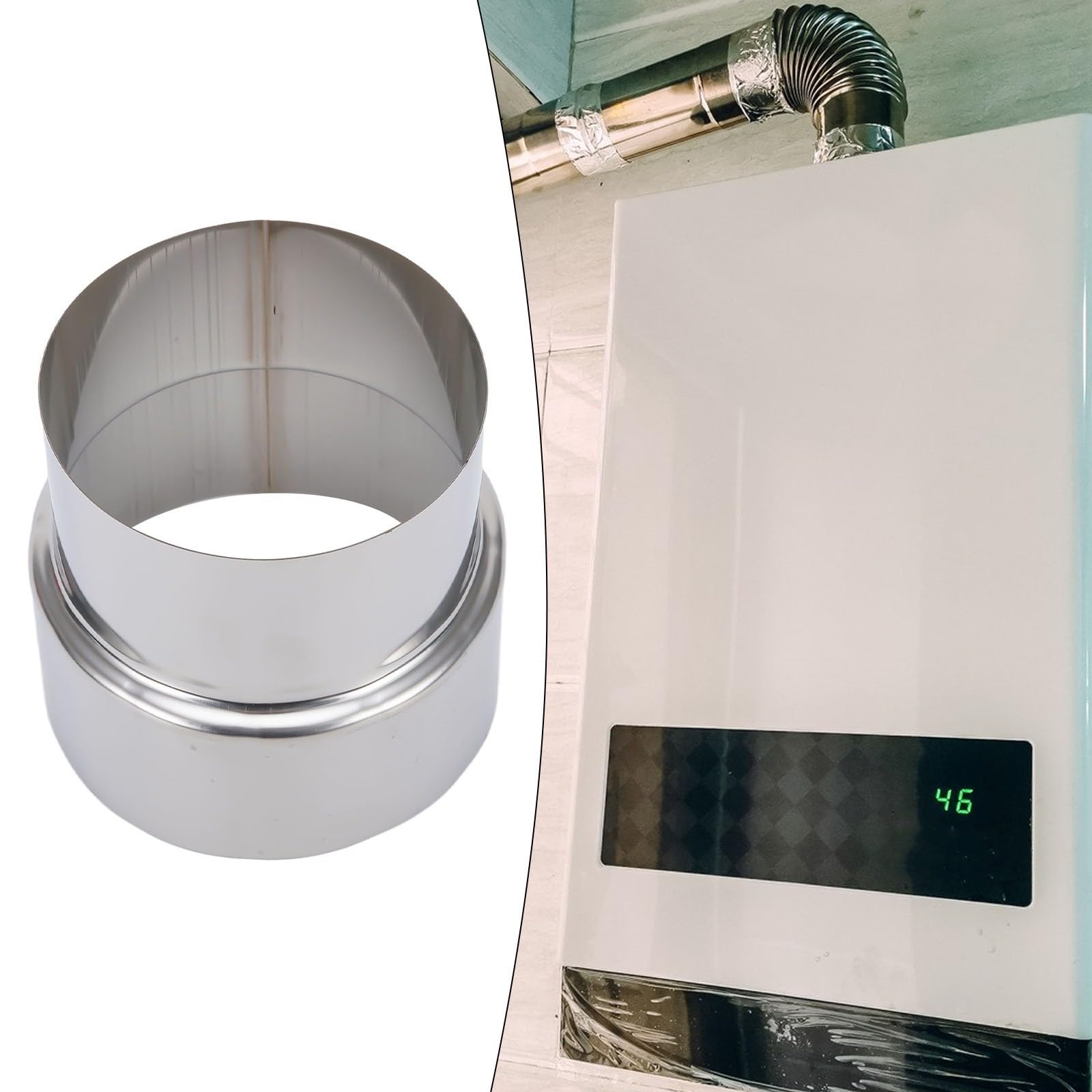 Riduttore per canna fumaria per stufe per camini in muratura, adattatore per rivestimento del condotto in acciaio inossidabile, da 120 mm a 100 mm, da 100 mm a 90 mm, da 80 mm a 60 mm (Ø90 mm/Ø80 mm)