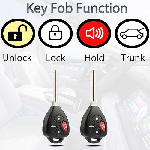 Miniatura 6 de Llavero de entrada sin llave compatible con Toyota Camry 2007 2008 2009 2010 2011 / Corolla 2009 2010 Control remoto de reemplazo de llave HYQ12BBY