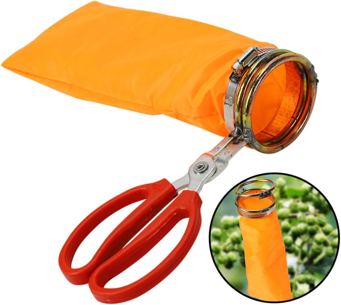 POPETPOP 3pcs Picker Basket Lightweight Reusable Fruit Harvesting Tool for Garden Portable Scissor Design for Easy of Grapes and More Sturdy and Cloth Material