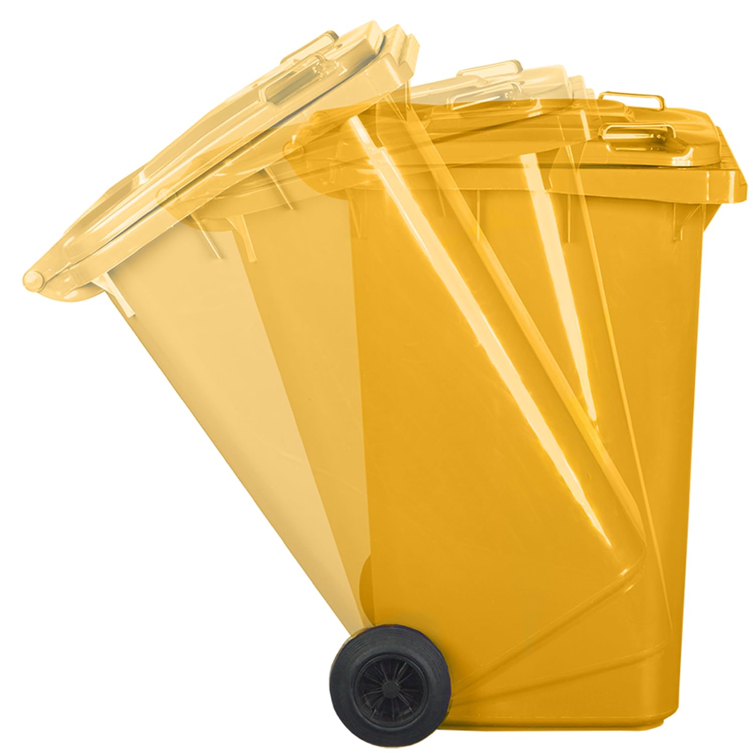Jestic Cubo de basura 120 240 para basura basura con ruedas de goma silenciosas para recogida diferenciada, reciclaje interior exterior EN840 (240 Litros, Amarillo)