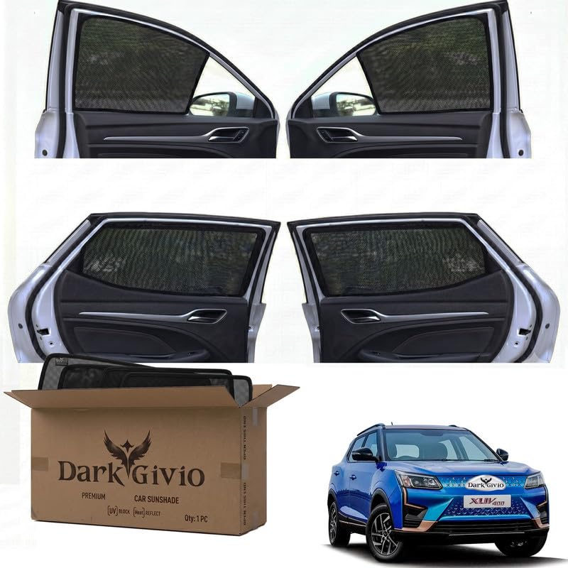 Image of Car Window Sun Shade Protector for XUV 400 | Exact Fit Non-Magnetic Half Cut Sunshade (Set of 4 /6) | UV Blocker Side Window Car Curtains & Interior Accessory