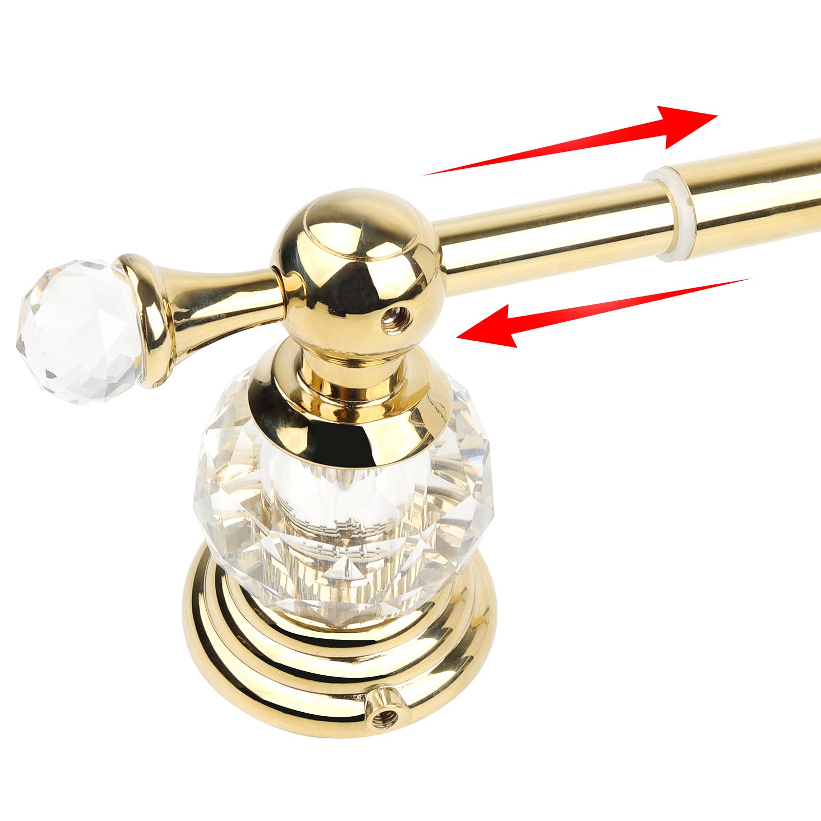 Wall Mounted Polished Gold Towel Bar,Crystal Towel Holder Adjustable Towel Rack Expandable Rail Bathroom Accessories — image 1